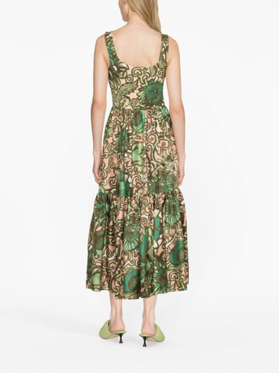 Shop La Doublej Capri Floral-print Midi Dress In Green
