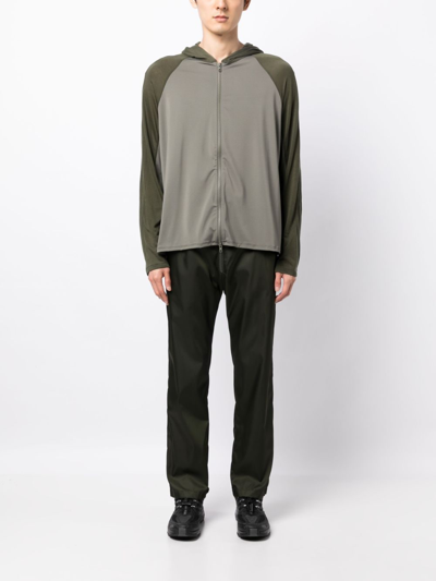 Post Archive Faction Colour-block Zip-up Hoodie In Grün