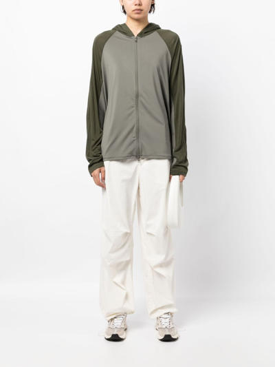 POST ARCHIVE FACTION COLOUR-BLOCK ZIP-UP HOODIE 