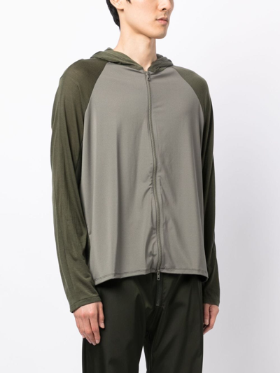 Post Archive Faction Colour-block Zip-up Hoodie In Grün