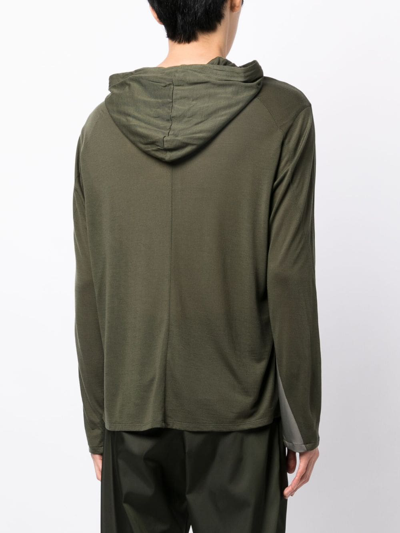 POST ARCHIVE FACTION COLOUR-BLOCK ZIP-UP HOODIE 