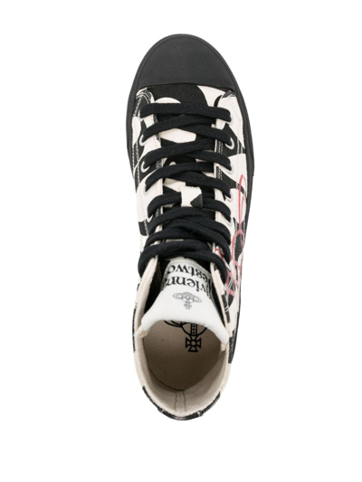 Shop Vivienne Westwood Orb-print High-top Sneakers In Schwarz