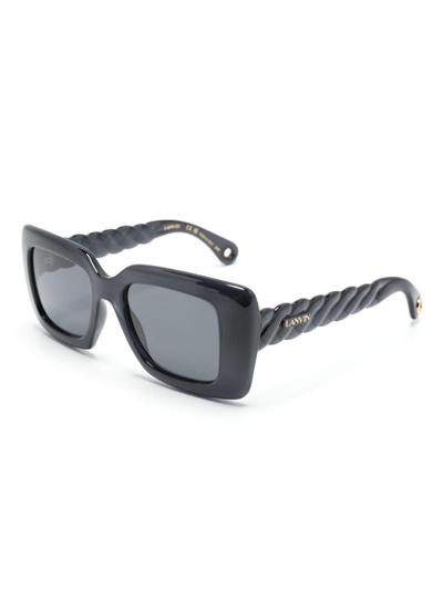 Shop Lanvin Braided-arms Rectangle-frame Sunglasses In Grau