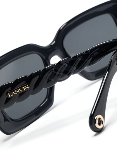Shop Lanvin Braided-arms Rectangle-frame Sunglasses In Grau