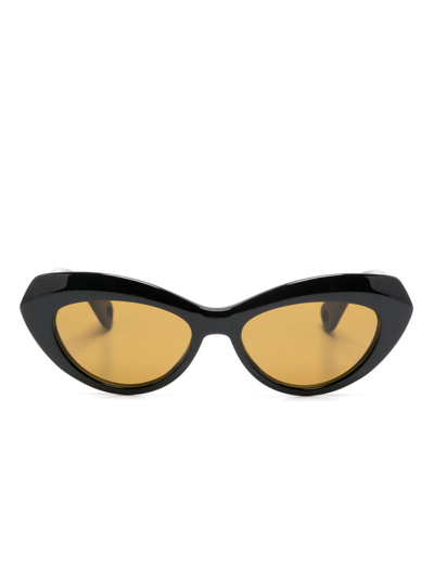 Shop Lanvin Cat-eye Logo-detail Sunglasses In Black