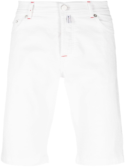 Shop Kiton Logo-patch Denim Shorts In Weiss