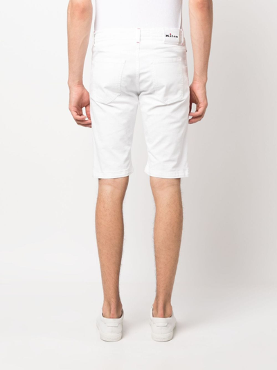 Shop Kiton Logo-patch Denim Shorts In Weiss
