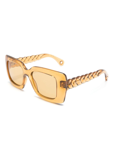Lanvin Braided-arms Rectangle-frame Sunglasses In Yellow