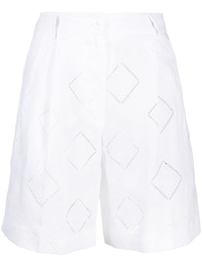 Shop Kiton Perforated-detailed Shorts In White