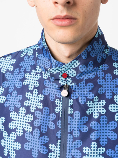 Shop Kiton Graphic-print Bomber Jacket In Blau