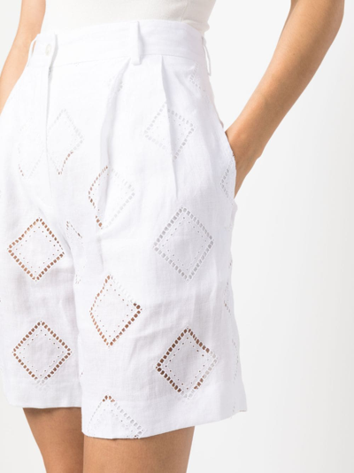 Kiton Embroidered Linen Bermuda Shorts Bermuda And Short White In White