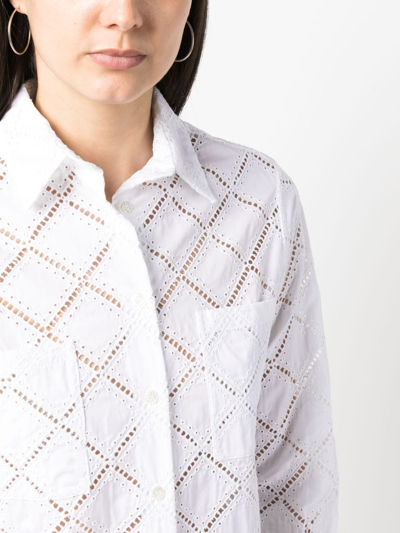 Shop Kiton Perforated Long-sleeved Shirt In White