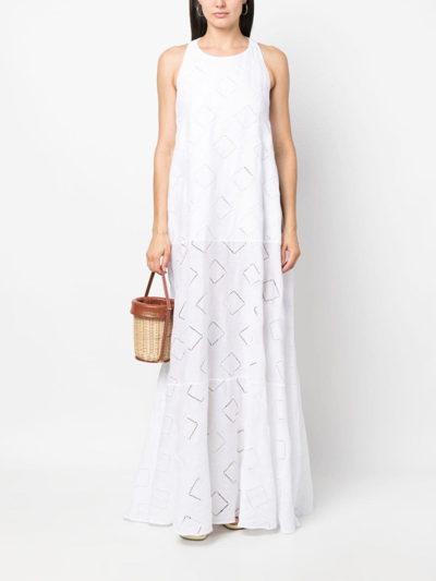 Shop Kiton Perforated-detailed Maxi Dress In White