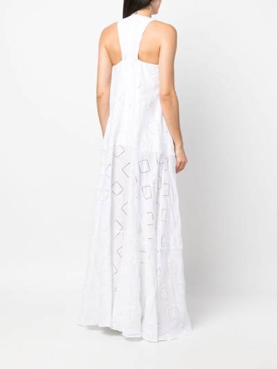 Kiton Perforiertes Midikleid In White