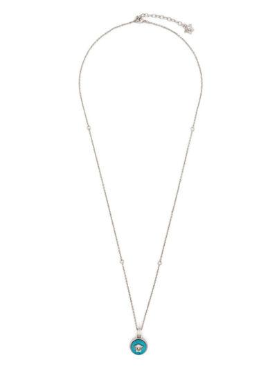 Shop Versace Medusa Pendant Necklace In Silber