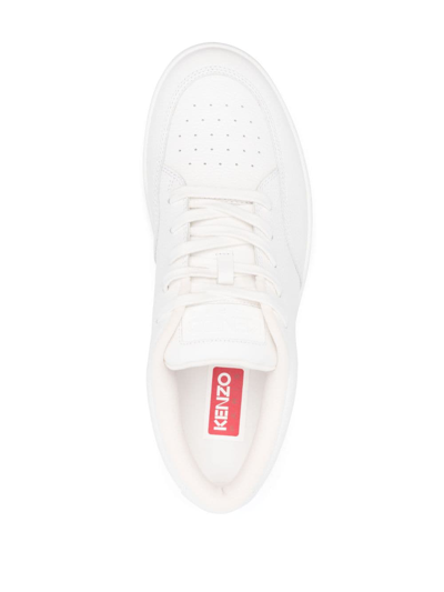 Shop Kenzo Embroidered-logo Lace-up Sneakers In Weiss