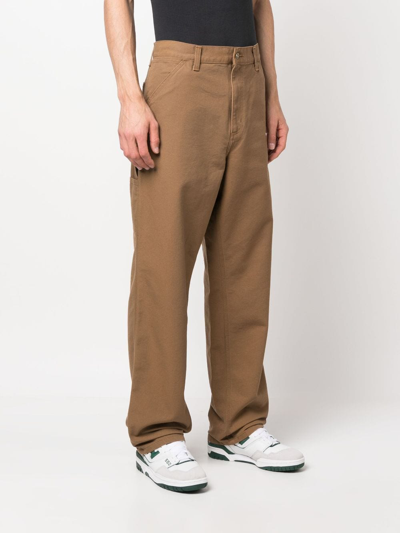 Shop Carhartt Straight-leg Organic-cotton Trousers In Brown