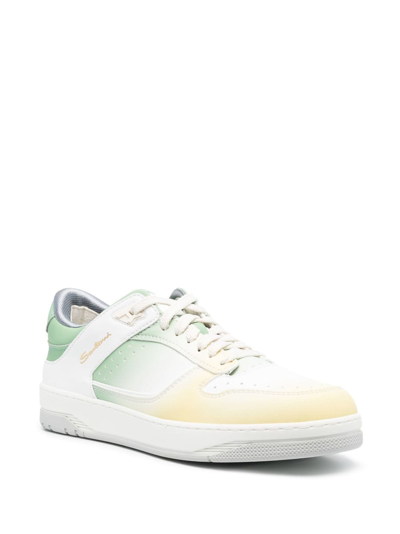 Shop Santoni Gradient-effect Lace-up Sneakers In Weiss