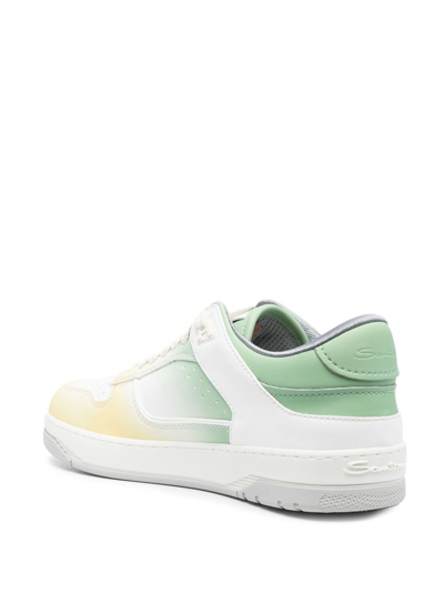 Santoni Gradient-effect Lace-up Sneakers In Weiss