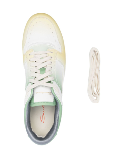 Santoni Gradient-effect Lace-up Sneakers In Weiss