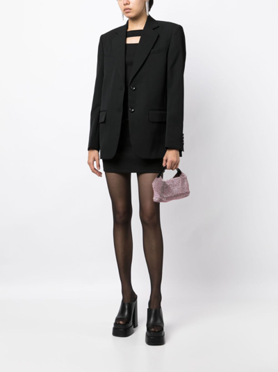 Shop Alexander Wang Logo-embroidered Single-breasted Blazer In Black