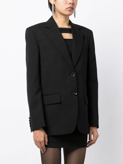 Shop Alexander Wang Logo-embroidered Single-breasted Blazer In Black