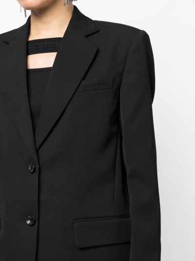 Shop Alexander Wang Logo-embroidered Single-breasted Blazer In Black