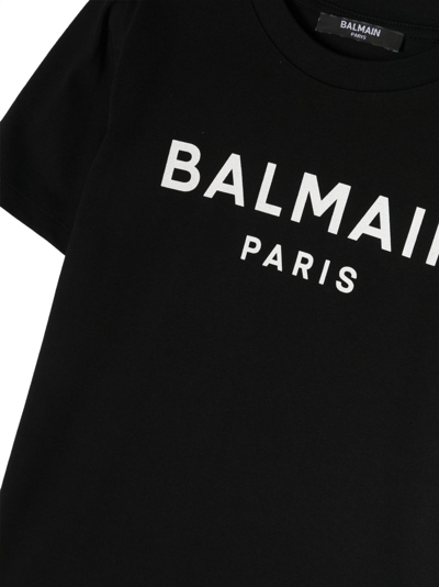 Balmain Metallic Logo-print T-shirt In Schwarz