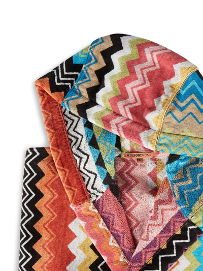 Missoni Gemusterter Bademantel Mit Kapuze In Red