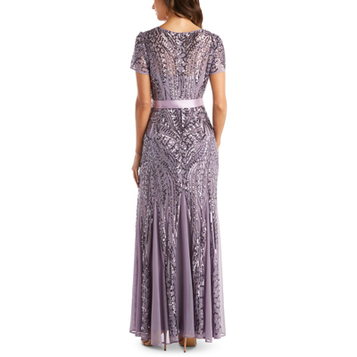 Shop R & M Richards Womens Sequined Maxi Evening Dress In Purple