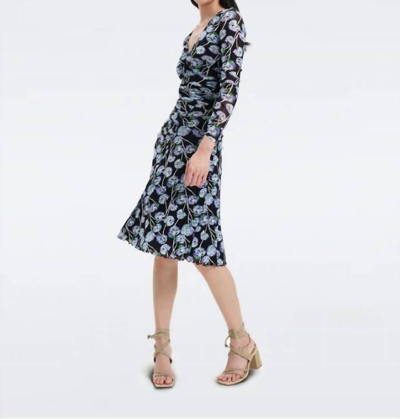 Shop Diane Von Furstenberg Missy Dress In Watercolor Floral Medium Black In Multi