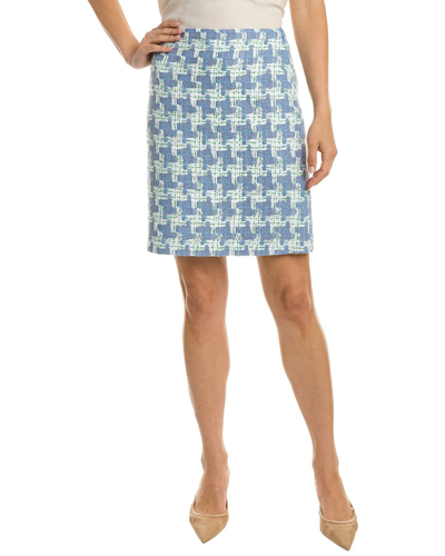 Shop St John Sequin Houndstooth A-line Skirt In Blue