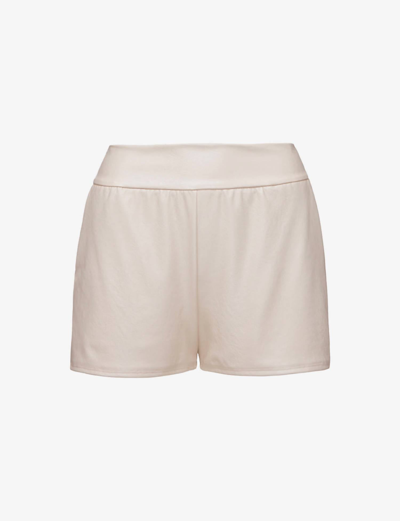 Shop Commando Faux Leather Relaxed Short In Sand In Beige