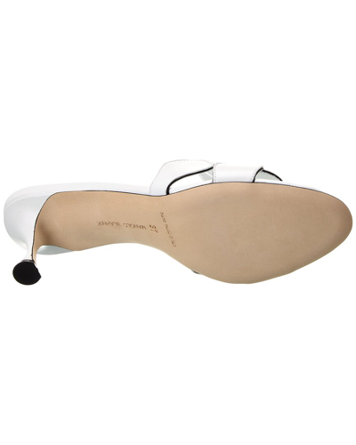 Shop Manolo Blahnik Haribalmu 50 Leather Sandal In White