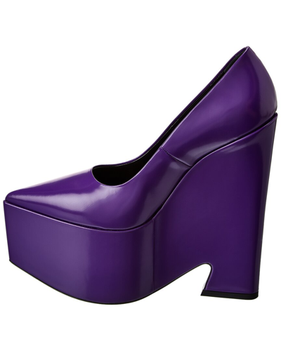 Shop Versace Tempest Leather Platform Pump In Purple