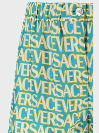 Shop Versace Gianni  Bermuda Shorts In Turquoise+avorio