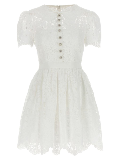 Shop Self-portrait White Cord Lace Collar Mini Dress