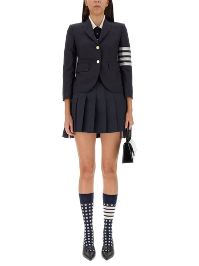 Shop Thom Browne Pleated Skirt In Blue