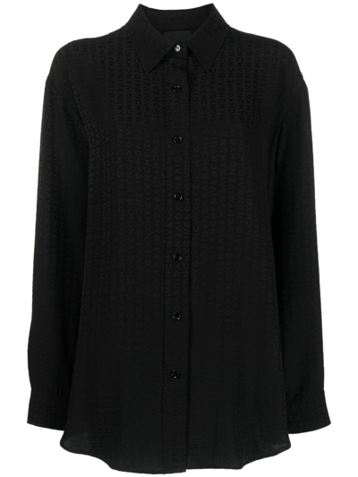 Shop Givenchy Silk Oversized Shirt In Black