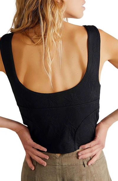 Shop Free People Don't Look Back Textured Crop Tank In Black
