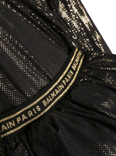Shop Balmain Logo-waistband Wrap Dress In Black