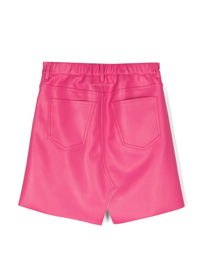 Shop Mm6 Maison Margiela Logo-embroidered A-line Skirt In Pink
