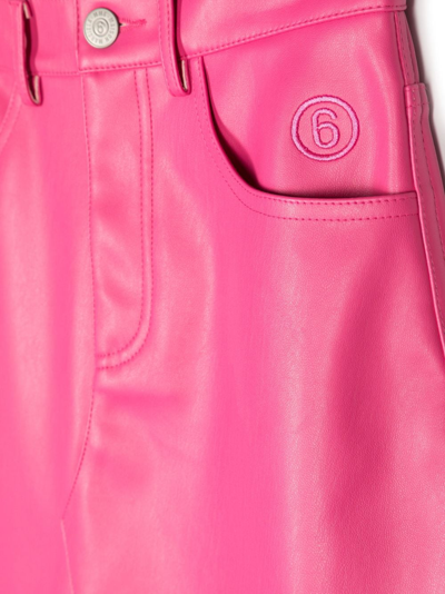 Shop Mm6 Maison Margiela Logo-embroidered A-line Skirt In Pink