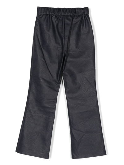 Shop Zadig & Voltaire Faux-fur Crinkled-effect Flared Trousers In Blue