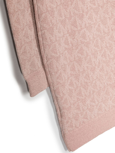 Shop Michael Kors Monogram-pattern Metallic-threading Knit Dress In Pink