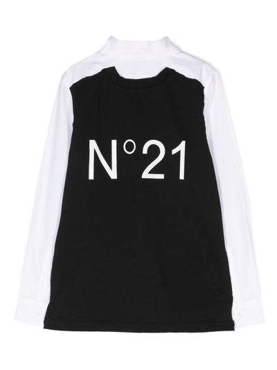 Shop N°21 Double-layer Long-sleeve Shirt In White