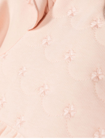 Shop Chloé Floral-embroidered Long-sleeve Dress In Pink