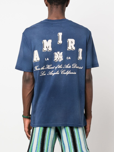 Shop Amiri Vintage Collegiate Logo-print T-shirt In Blue