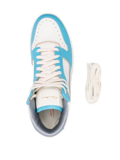 Shop Santoni Panelled Lace-up Sneakers In White