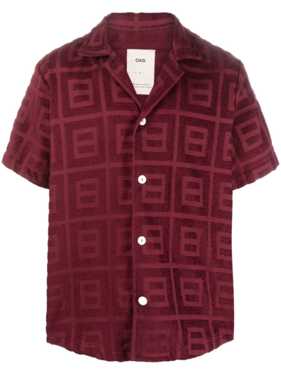 Shop Oas Company Terry Towelled Cotton Shirt In Red